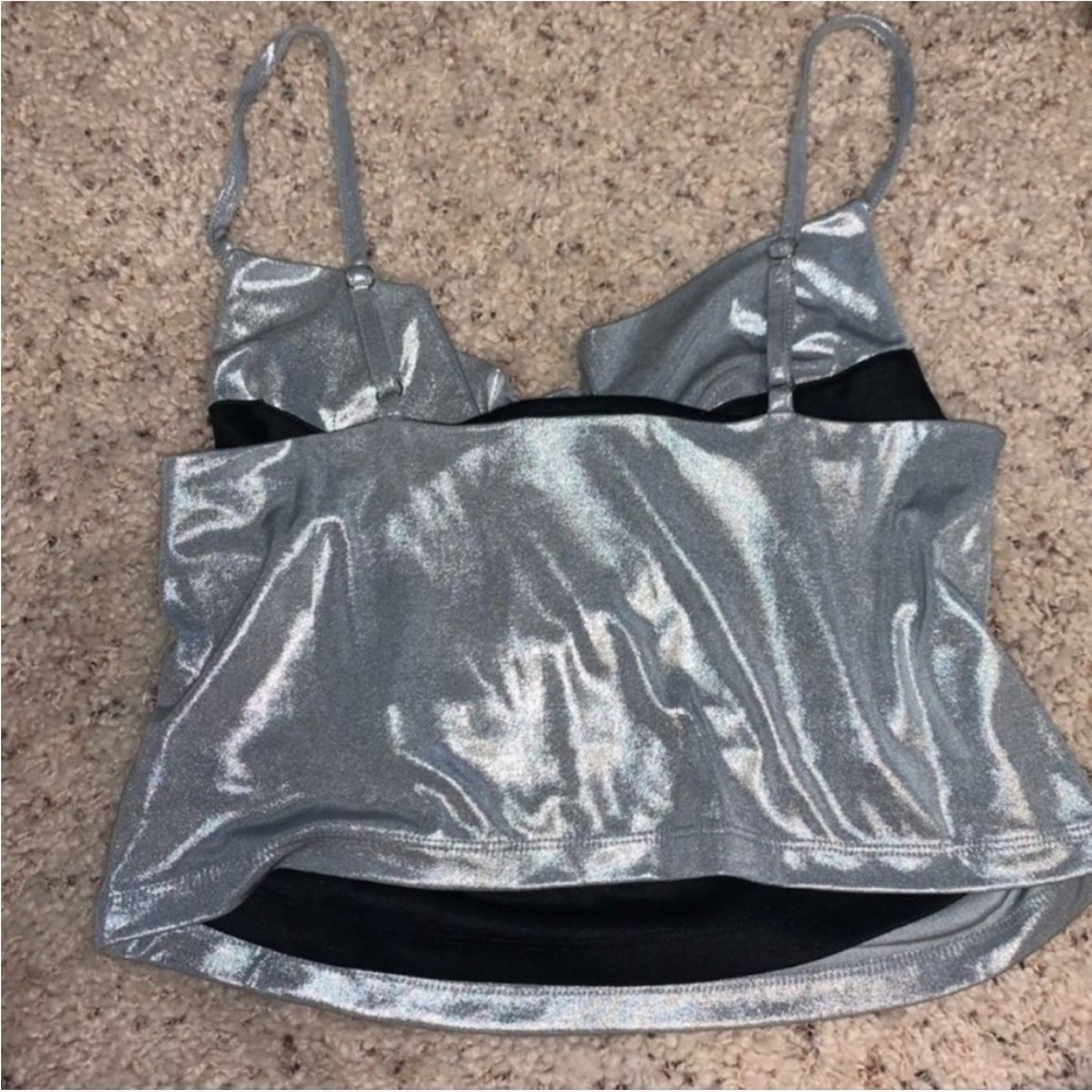 Forever 21 Silver Metallic Cowl Neck Top - Picture 3 of 4